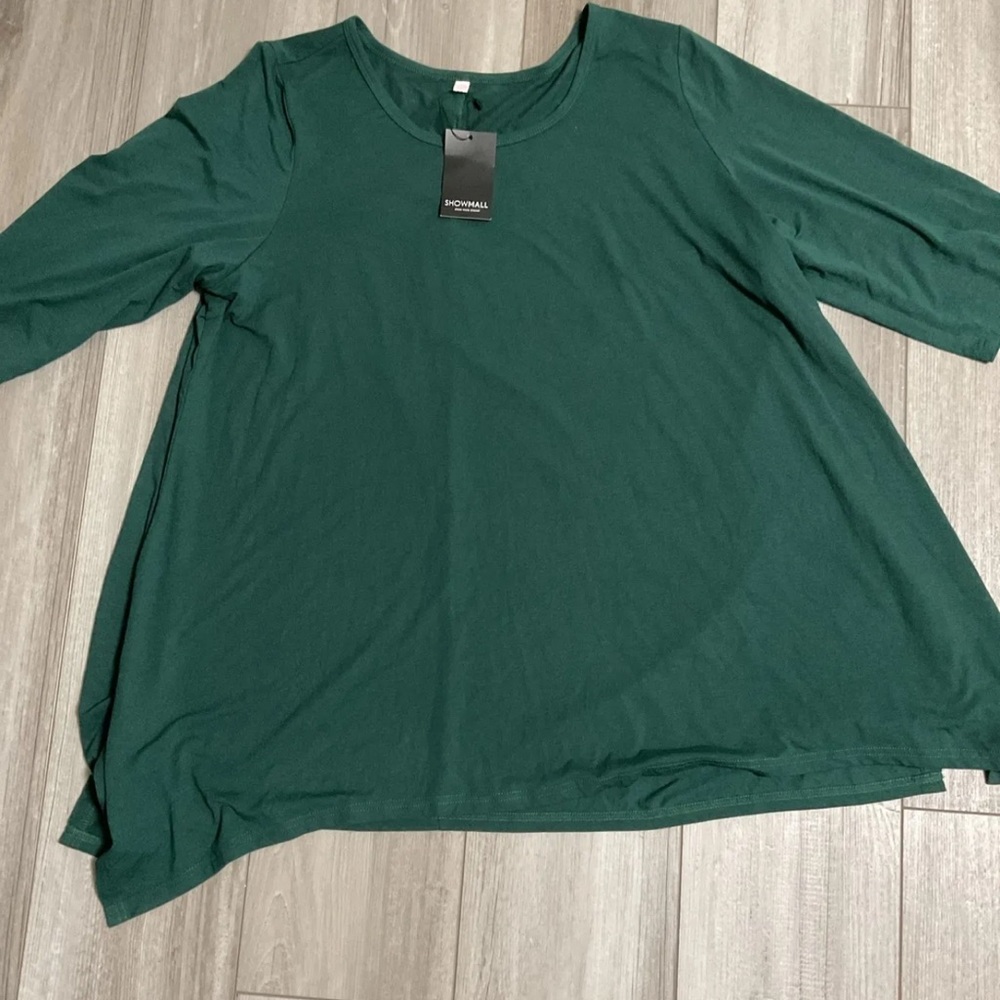 Showmall Hunter Green Women’s Pullover Trapeze Top Size 3X NWT
